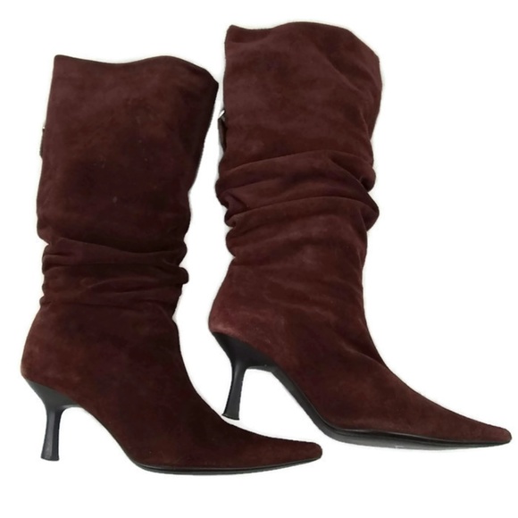 mid calf burgundy boots
